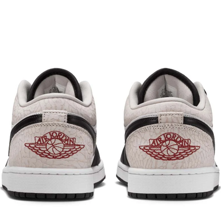 Air Jordan Low-Top Sneakers – Black & White with Cream Crackle-Effect Panels