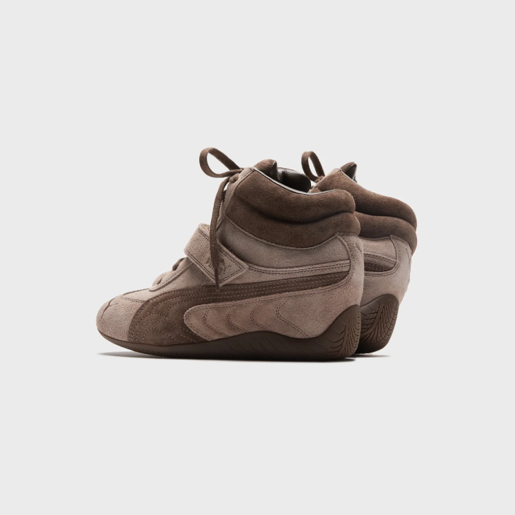 PUMA High-Top Sneakers – Taupe & Brown with Instep Strap