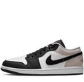 Air Jordan Low-Top Sneakers – Black & White with Cream Crackle-Effect Panels