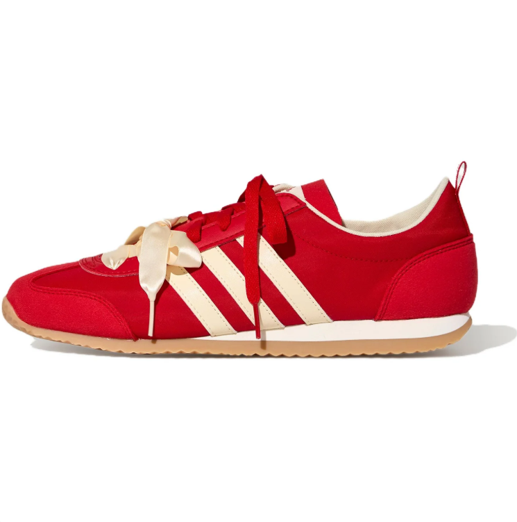 adidas Ribbon Lace Low-Top Sneakers – Red & Cream
