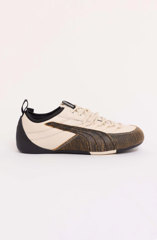 PUMA Low-Profile Sneakers – Cream & Brown with Textured Trim