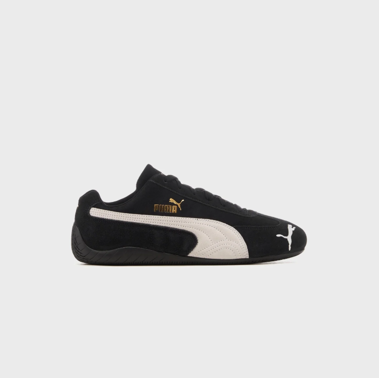 PUMA Low-Profile Sneakers – Black & White with Gold-Tone Branding