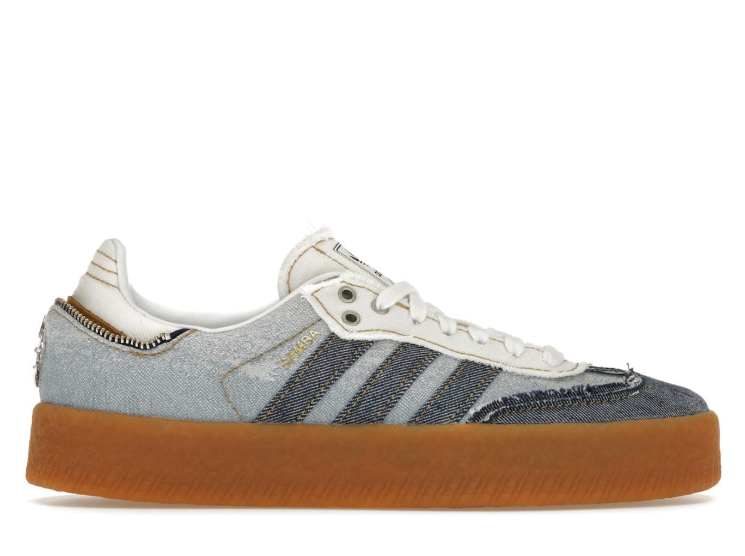 adidas Samba Denim-Style Sneakers – Blue Patchwork & Gum Sole