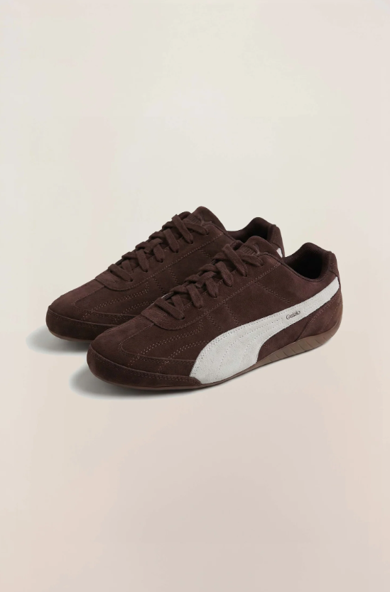 PUMA Low-Profile Sneakers – Chocolate Brown & White
