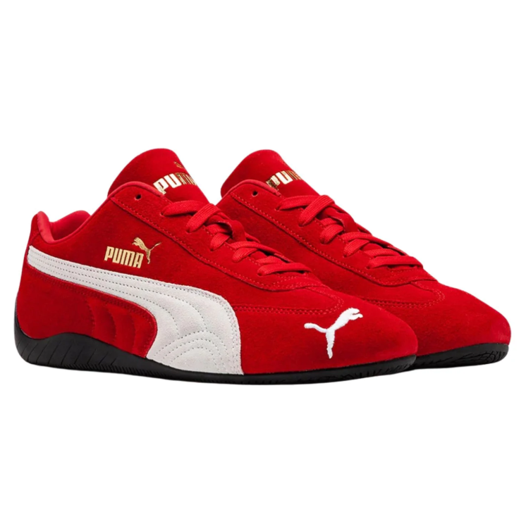 PUMA Low-Profile Sneakers – Red & White with Black Sole
