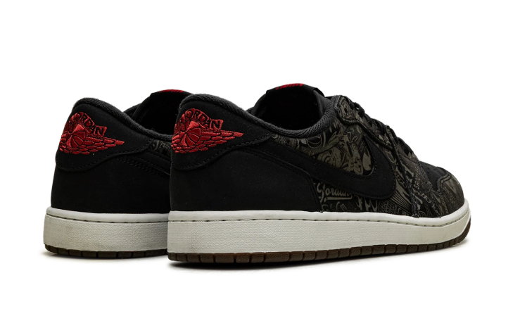 Air Jordan Low-Top Sneakers – Black with Graphic Print & Cream Sole
