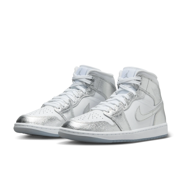 Air Jordan High-Top Sneakers – White & Metallic Silver