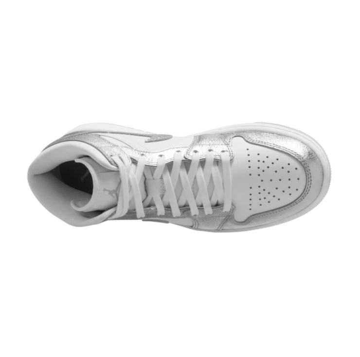 Air Jordan High-Top Sneakers – White & Metallic Silver
