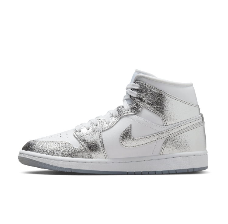 Air Jordan High-Top Sneakers – White & Metallic Silver