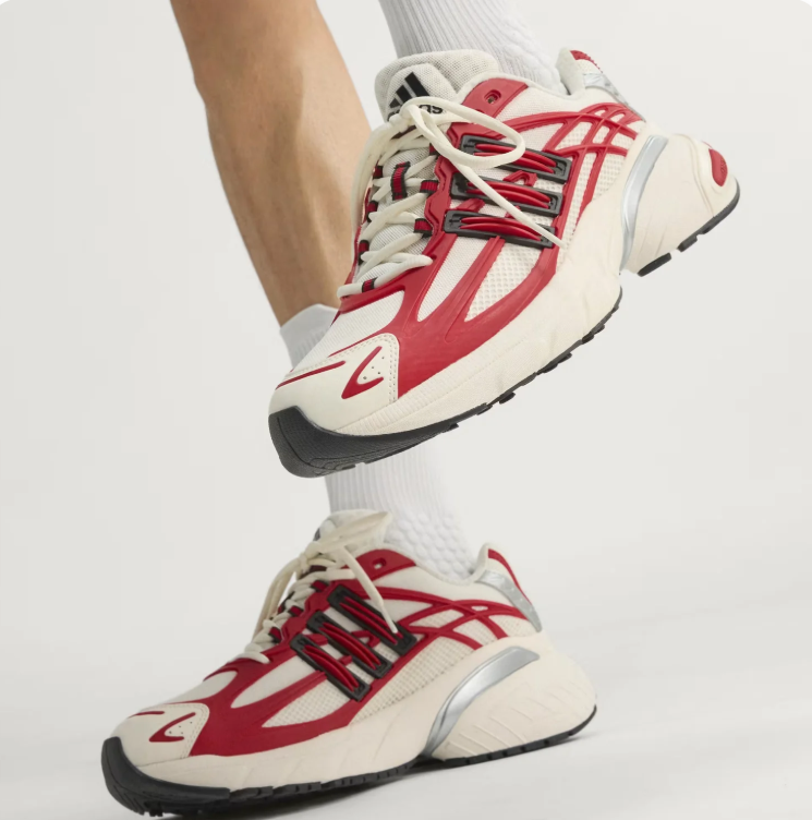 adidas Chunky Retro Sneakers – White & Red with Silver Accents