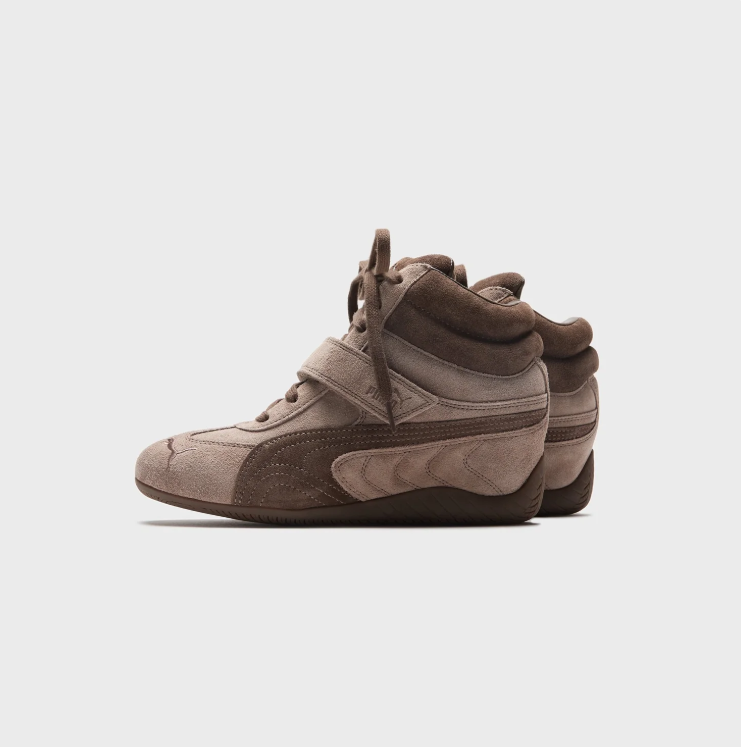 PUMA High-Top Sneakers – Taupe & Brown with Instep Strap
