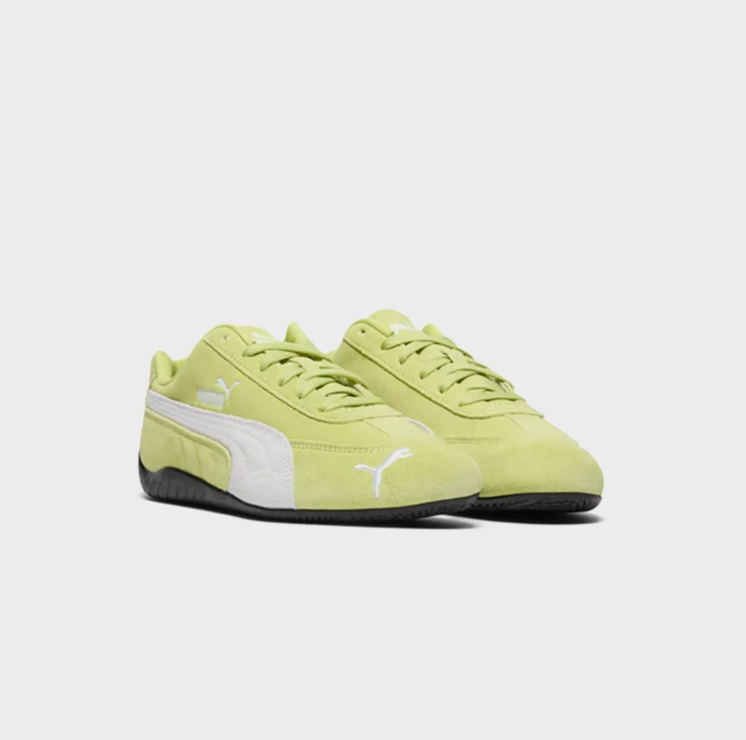 PUMA Low-Profile Sneakers – Lime Green & White with Black Sole