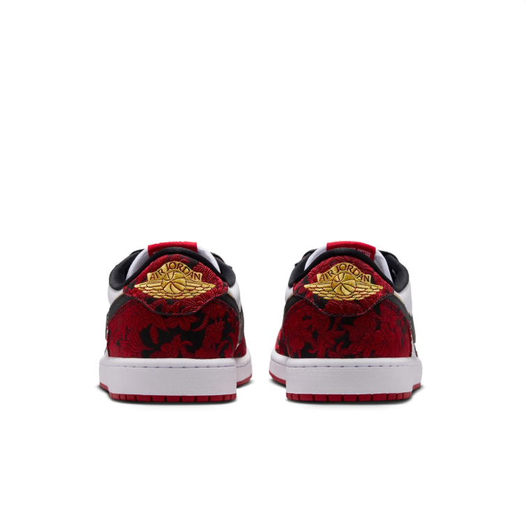 Air Jordan Low-Top Sneakers – Red & White with Gold-Tone Details