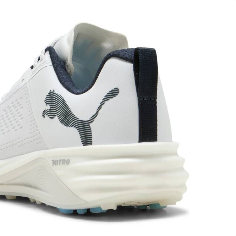 PUMA Sport Sneakers –  White & Black with Blue Sole Accents