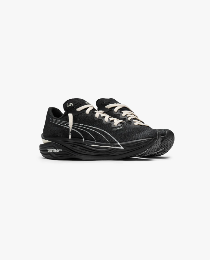 PUMA Sport Sneakers – Black & Cream with Sculpted Sole