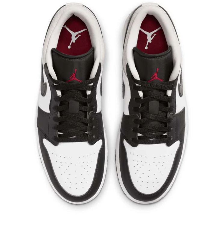Air Jordan Low-Top Sneakers – Black & White with Cream Crackle-Effect Panels