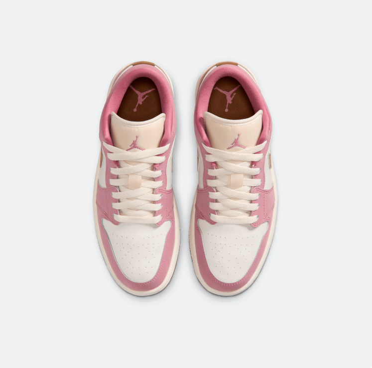 Air Jordan Low-Top Sneakers – Rose Pink & Cream with Gum Sole