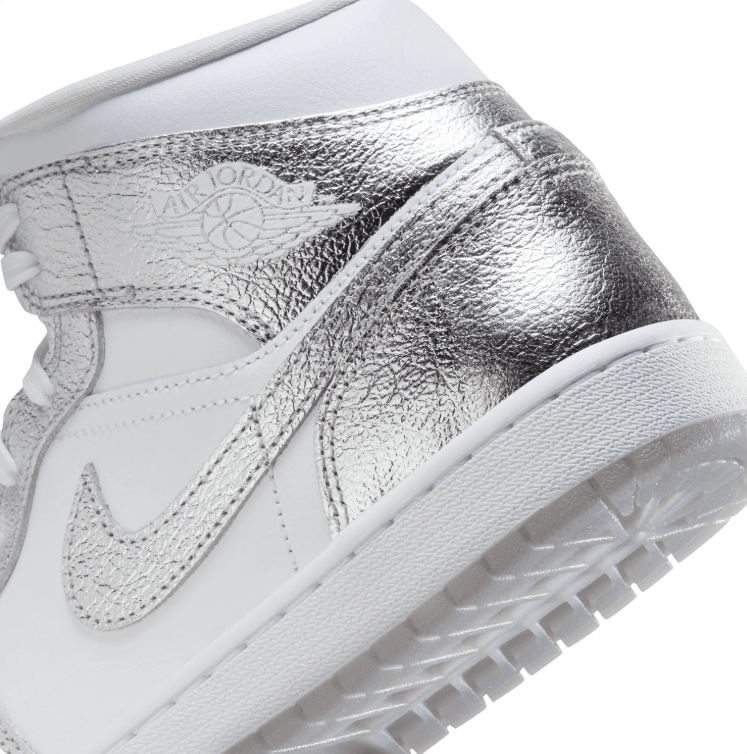 Air Jordan High-Top Sneakers – White & Metallic Silver
