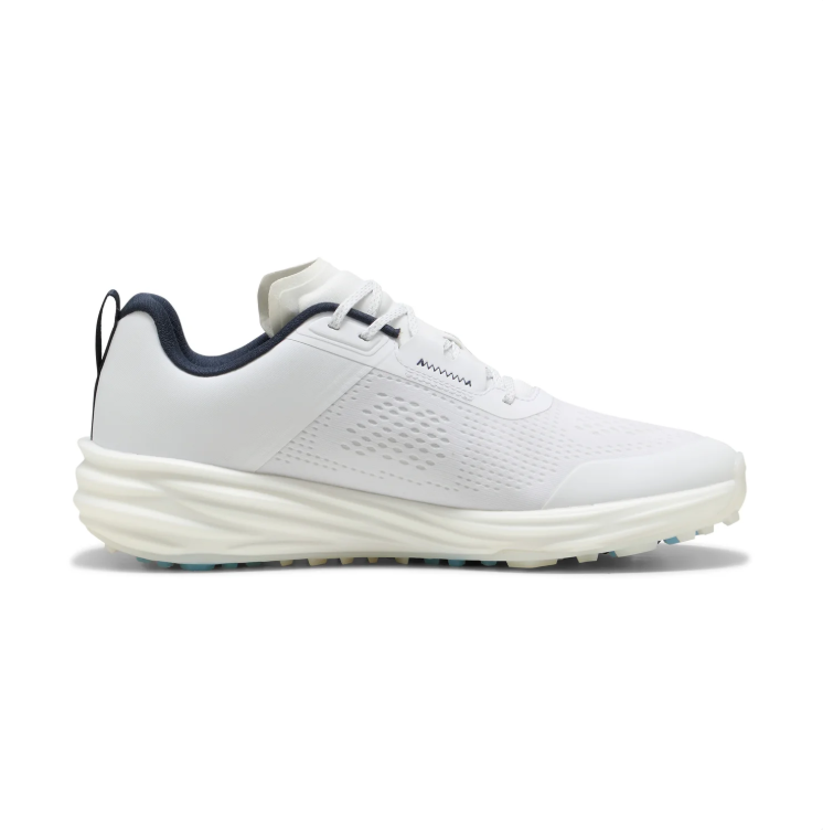 PUMA Sport Sneakers –  White & Black with Blue Sole Accents