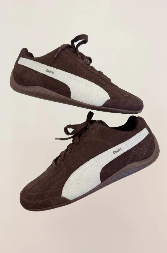 PUMA Low-Profile Sneakers – Chocolate Brown & White
