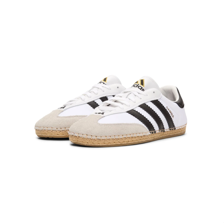 adidas Samba Low-Top Sneakers – White & Black with Woven-Effect Trim
